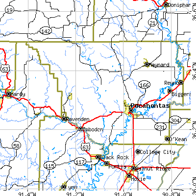 Zip code 72455 close-up map