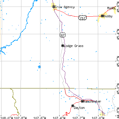 Zip code 59050 close-up map