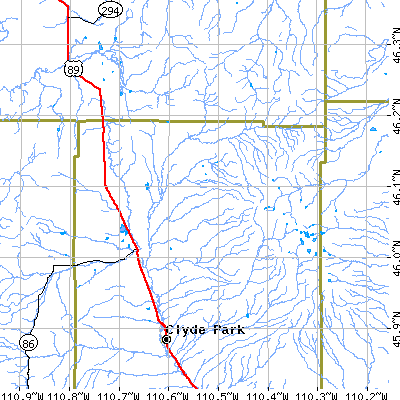 Zip code 59086 close-up map