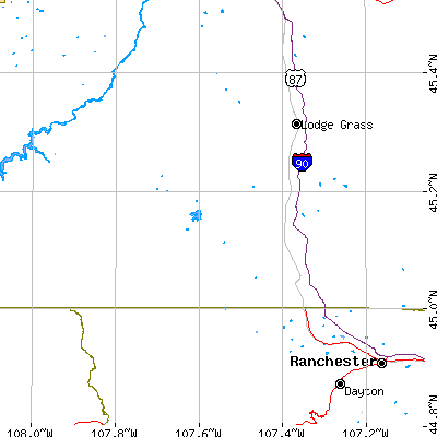 Zip code 59089 close-up map