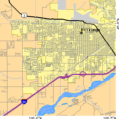 Zip code 59102 close-up map