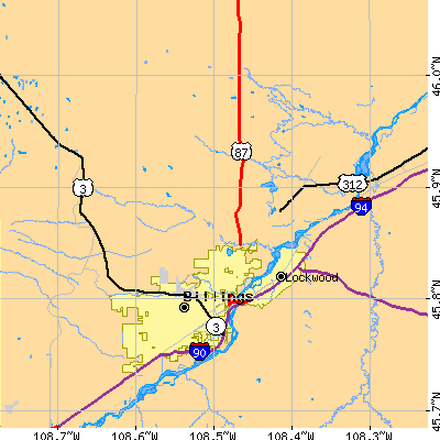 Zip code 59105 close-up map