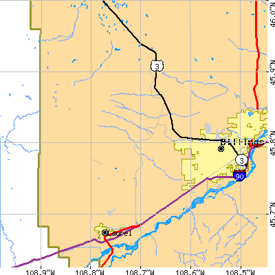 Zip code 59106 close-up map