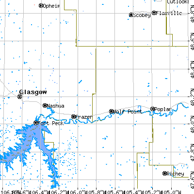 Zip code 59201 close-up map