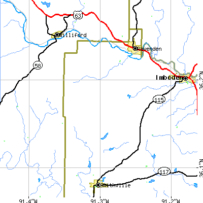Zip code 72459 close-up map