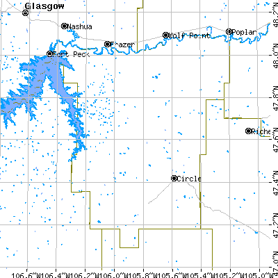 Zip code 59215 close-up map