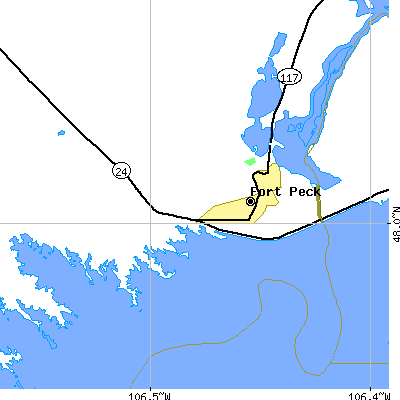 Zip code 59223 close-up map