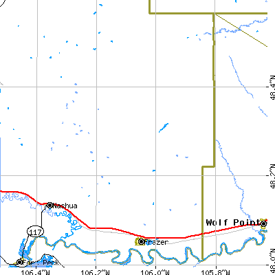Zip code 59225 close-up map