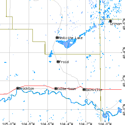 Zip code 59226 close-up map
