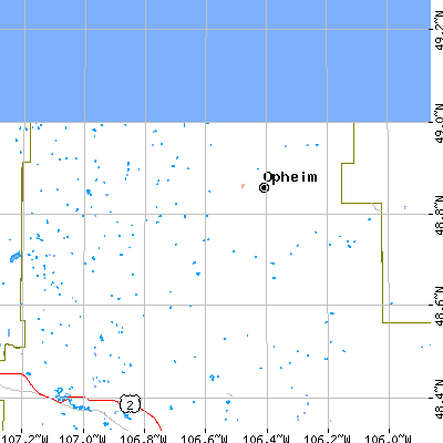 Zip code 59250 close-up map