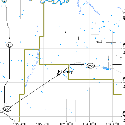 Zip code 59259 close-up map