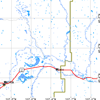 Zip code 59261 close-up map