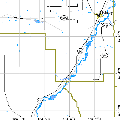 Zip code 59262 close-up map