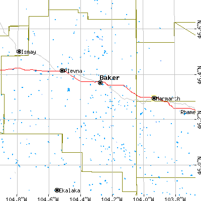 Zip code 59313 close-up map