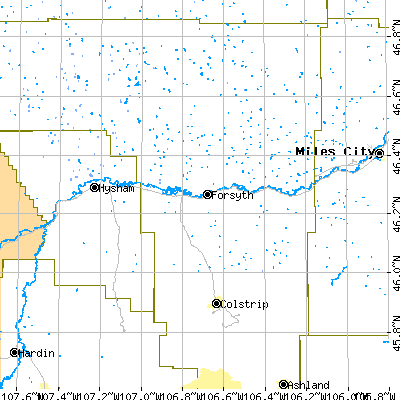 Zip code 59327 close-up map