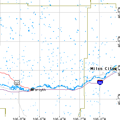 Zip code 59347 close-up map