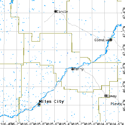 Zip code 59349 close-up map