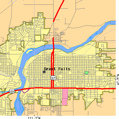 Zip code 59401 close-up map