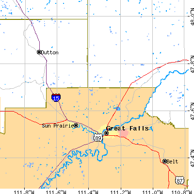 Zip code 59404 close-up map