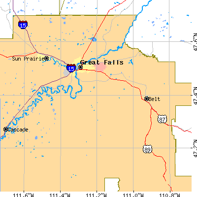 Zip code 59405 close-up map