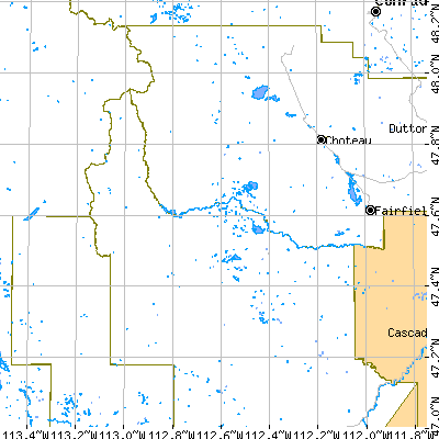 Zip code 59410 close-up map