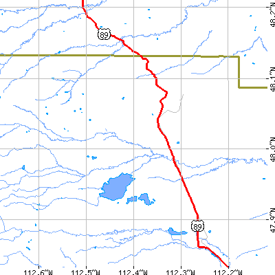 Zip code 59419 close-up map