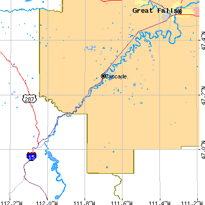 Zip code 59421 close-up map