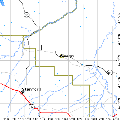 Zip code 59430 close-up map