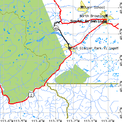 Zip code 59434 close-up map