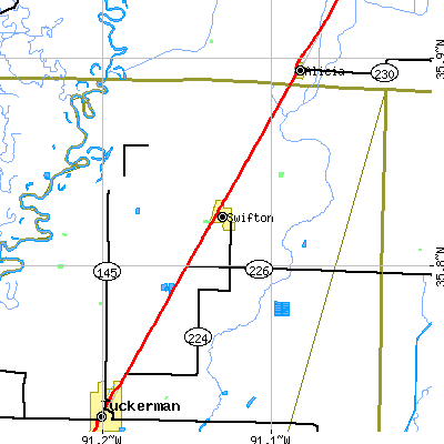 Zip code 72471 close-up map