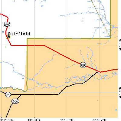 Zip code 59443 close-up map