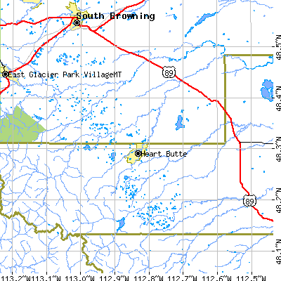 Zip code 59448 close-up map