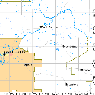 Zip code 59450 close-up map