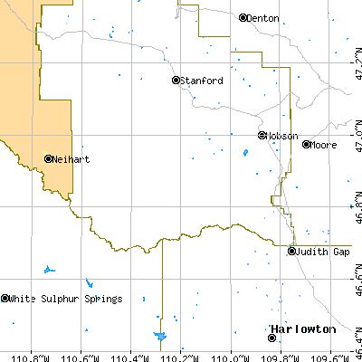 Zip code 59452 close-up map