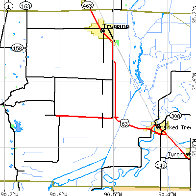 Zip code 72472 close-up map