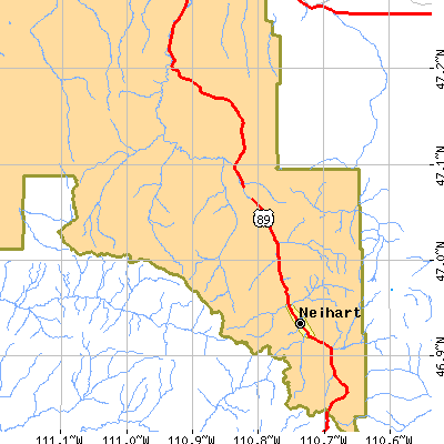 Zip code 59463 close-up map