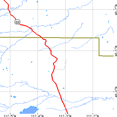 Zip code 59467 close-up map