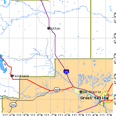 Zip code 59468 close-up map