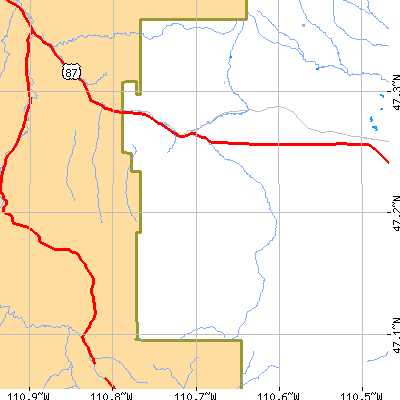 Zip code 59469 close-up map