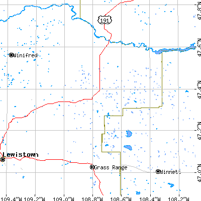 Zip code 59471 close-up map