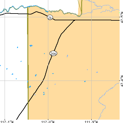 Zip code 59477 close-up map