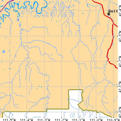 Zip code 59480 close-up map