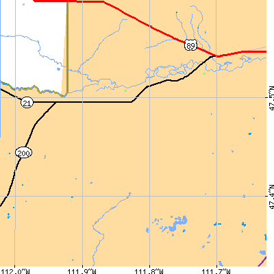 Zip code 59483 close-up map