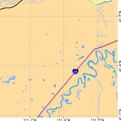 Zip code 59485 close-up map
