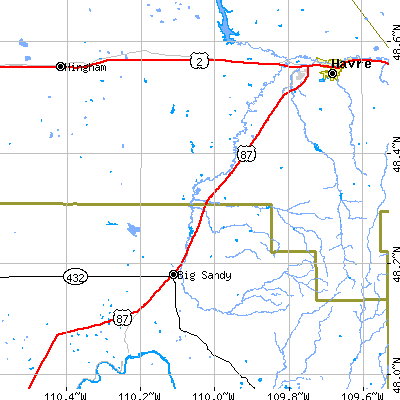 Zip code 59521 close-up map