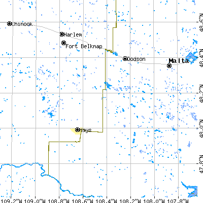 Zip code 59524 close-up map