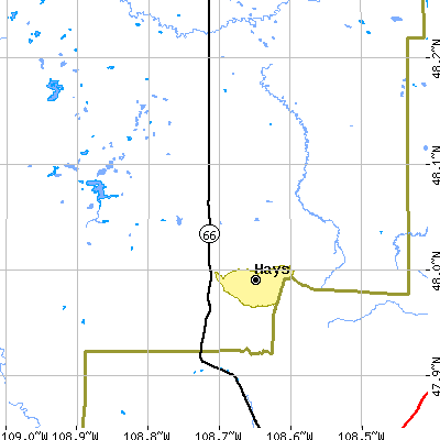 Zip code 59527 close-up map