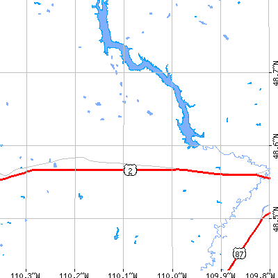 Zip code 59532 close-up map