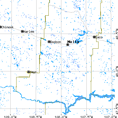Zip code 59538 close-up map