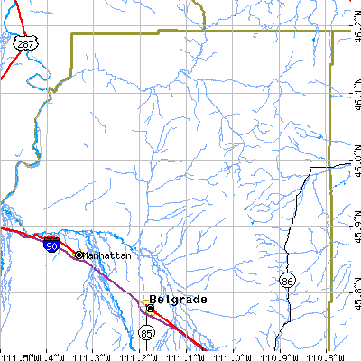 Zip code 59714 close-up map